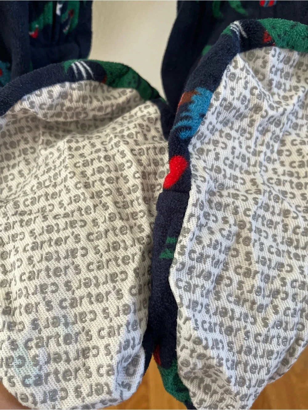 Kids Navy Dinosaur Holiday One-Piece Pajamas